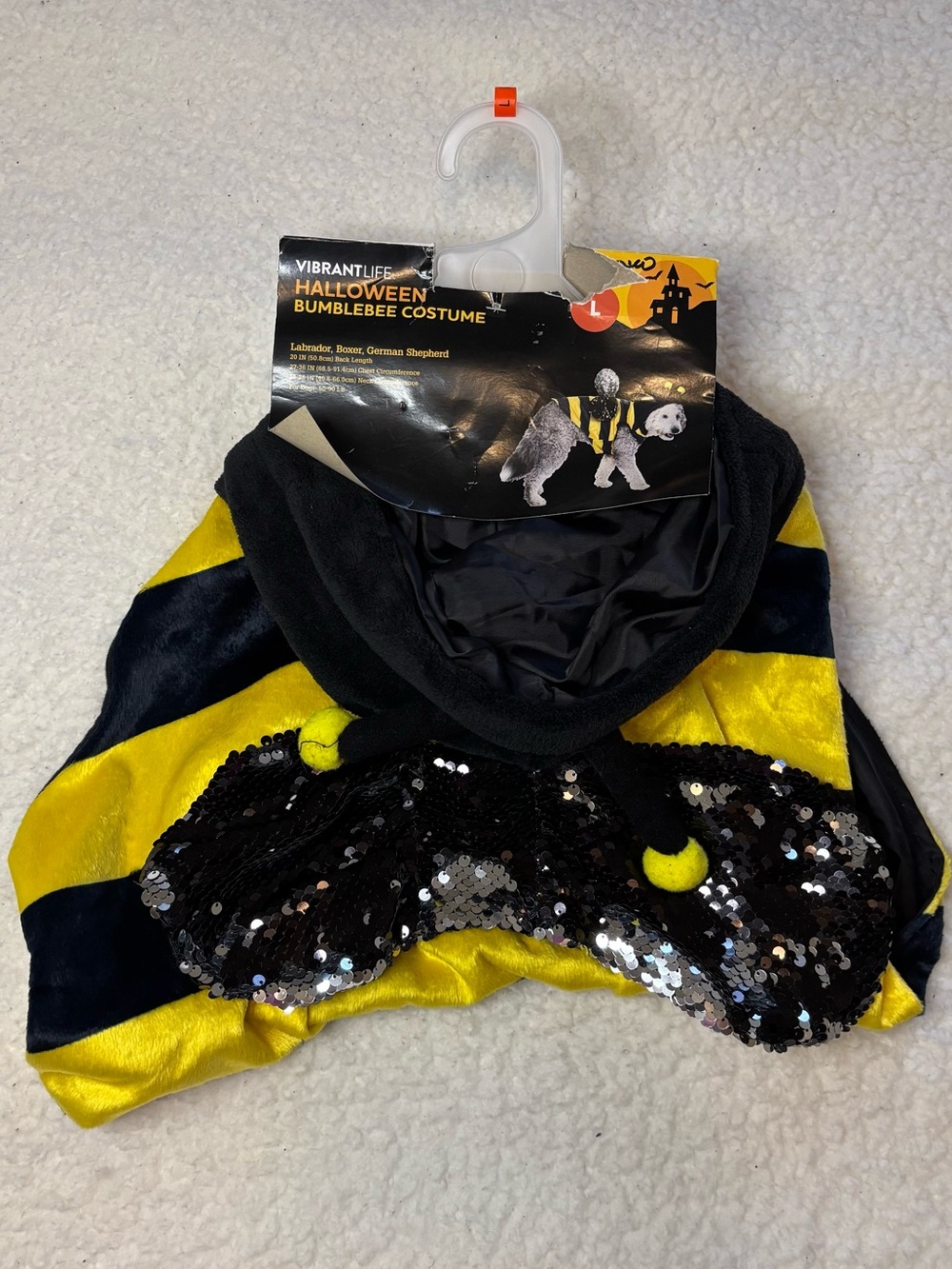 Vibrant Life Halloween Bumblebee Fleece Sequins Dog Costume